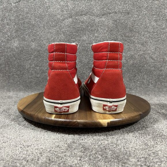 VANS SK8-HI Mens Sz 9.5 Women’s Sz 11 Racing Red Suede Skate Athletic Shoes Used main image 5